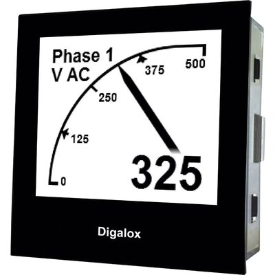 Grafikus DIN mérőműszer feszültség és áramerősség méréshez, USB csatlakozó, TDE Instruments Digalox DPM72-AVP