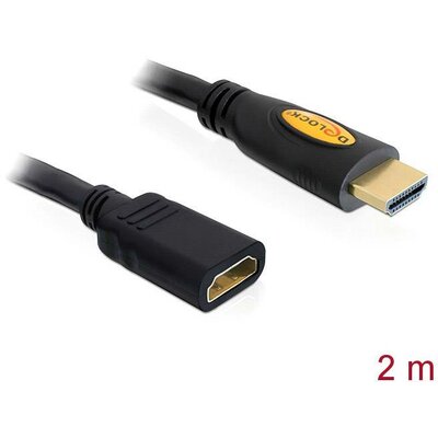 Delock HDMI Hosszabbítókábel HDMI-A dugó, HDMI-A alj 2.00 m Fekete 83080 aranyozott érintkező HDMI kábel