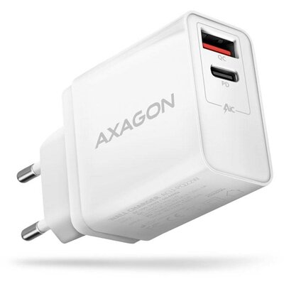 AXAGON ACU-PQ22W ACU-PQ22W USB-s töltőkészülék Aljzat dugó 2 x USB-A, USB-C® USB Power Delivery (USB-PD), Qualcomm Quick Charge 2.0, Qualcomm Quick Charge 3.0