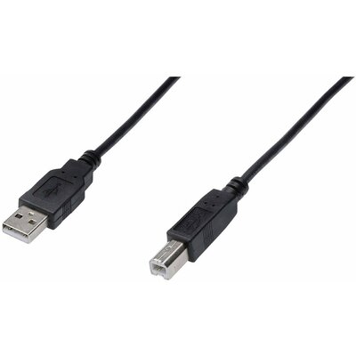 Digitus USB kábel USB 2.0 USB-A dugó, USB-B dugó 1.00 m Fekete Kerek, Kettős árnyékolás AK-300105-010-S
