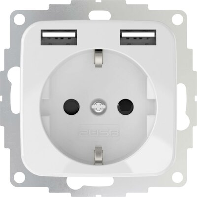 2USB 2U-449375 Süllyeszthető dugalj USB-vel Tiszta fehér (fényes)