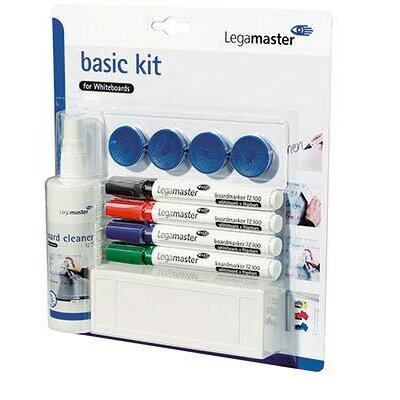 Legamaster 7-125100 basic Kit for Whiteboards Táblafilc Fekete, Kék, Piros, Zöld Táblatörlővel, tisztítószerrel, mágnessel 4 db/csomag