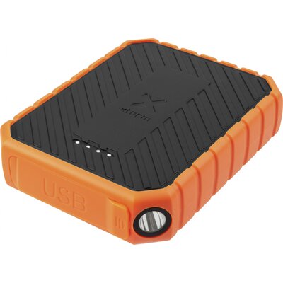 Xtorm by A-Solar Rugged 10000 Powerbank 10000 mAh Quick Charge 3.0, Power Delivery LiPo USB-A, USB-C® Narancs, Fekete kültéri, zseblámpa, állapotjelző