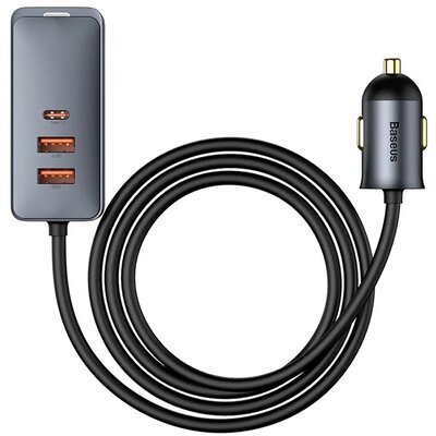 BASEUS autós töltő több portos Fast Charge 120W 2x USB 2x Type C szürke CCBT-A0G