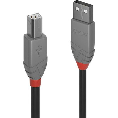 LINDY USB kábel USB 2.0 USB-A dugó, USB-B dugó 7.50 m Fekete 36676