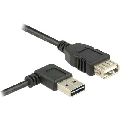 Delock USB kábel USB 2.0 USB-A dugó, USB-A alj 2.00 m Fekete Kétoldalt használható dugó, aranyozott érintkező, UL minősített 83552
