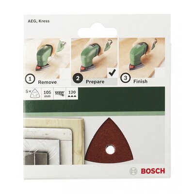 Bosch Accessories 2609256A55 Delta csiszolópapír Tépőzárral, Lyukas Szemcsézet (num) 40 Sarokméret 105 mm 5 db