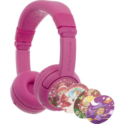 onanoff BuddyPhones® Gyermek On Ear headset Bluetooth®, Vezetékes Rózsaszín Hangerő korlátozás, Összehajtható, Headset