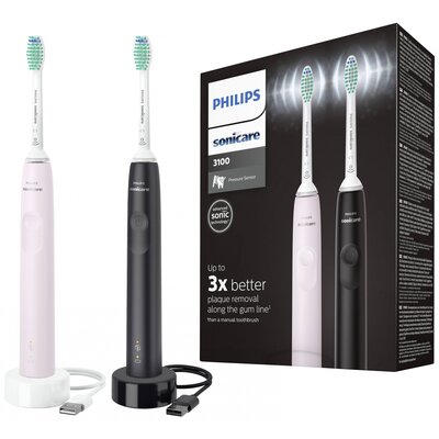Philips Sonicare Serie 3100 HX3675/15 Elektromos fogkefe Ultrahangos fogkefe Fekete, Fehér