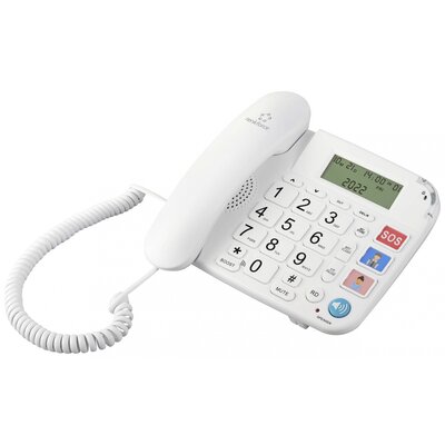 Renkforce RF-DP-400 Vezetékes telefon időseknek Kihangosító LC kijelző Fehér