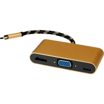 Roline USB-C® / HDMI Átalakító kábel USB-C® dugó, HDMI-A alj 0.10 m Fekete/arany 12.03.3155 USB-C® kijelzőkábel