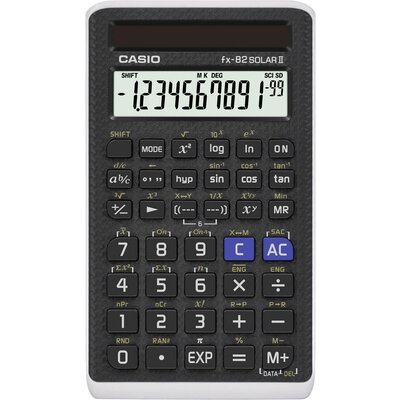 Casio FX-82SOLARII Iskolai számológép Napenergiával üzemeltetett Fekete Kijelző (számjegy): 10