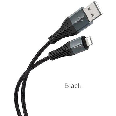 HOCO X38_B HOCO X38 adatkábel és töltő (USB - lightning 8pin, 2.4A, gyorstöltés támogatás, 100cm, törésgátló) FEKETE