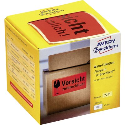 Avery-Zweckform 7211 Etikett tekercs 100 x 50 mm Papír Neonpiros 200 db Permanens Figyelmeztető címkék
