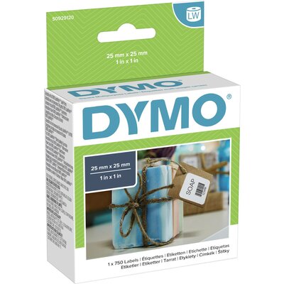 DYMO Etikett tekercs S0929120 S0929120 25 x 25 mm Papír Fehér 750 db Leoldható Univerzális etikett