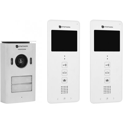 Smartwares DIC-22122 Videó kaputelefon 2 drótos Komplett készlet 2 családiház Fehér