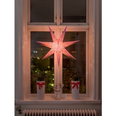 Konstsmide 2982-134 Karácsonyi csillag Izzólámpa, LED Rózsaszín Hímzett, Lyukasztott motívumokkal, Kapcsolóval