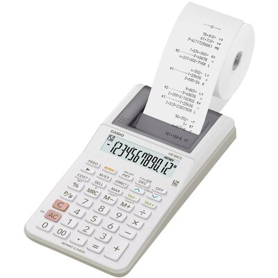 Casio HR-8RCE-WE Nyomtató asztali számológép Elemekről üzemeltetett, Hálózatról üzemeltetett (opcionális) Fehér Kijelző (számjegy): 12