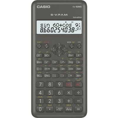 Casio FX-82MS-2 Iskolai számológép Elemekről üzemeltetett Fekete Kijelző (számjegy): 12