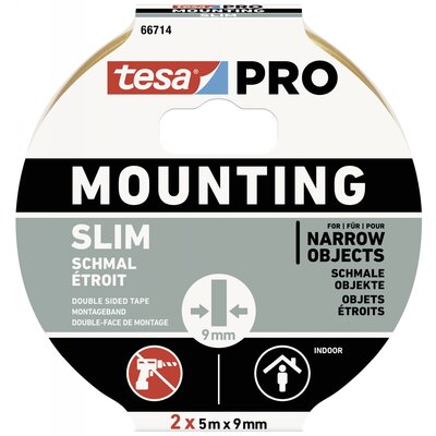 tesa Mounting PRO Schmal 66714-00000-00 Rögzítő szalag Fehér (H x Sz) 10 m x 9 mm 2 db