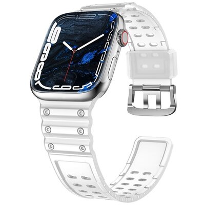 Pótszíj (egyedi méret, szilikon, állítható) ÁTLÁTSZÓ [Apple Watch Series 1 38mm, Apple Watch Series 6 40mm, Apple Watch Series 8 41mm, Apple Watch Series 2 38mm, Apple Watch Series 3 38mm]