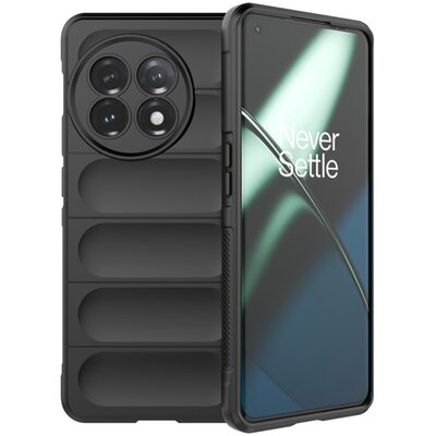 Szilikon telefonvédő (közepesen ütésálló, kamera védelem, 3D minta) FEKETE [OnePlus 11 5G]
