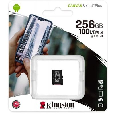 KINGSTON SDCS2/256GBSP KINGSTON MEMÓRIAKÁRTYA TransFlash 256GB (microSDXC Canvas Select Plus - Class 10, UHS-I, U3, V30, A1) - adapter nélkül