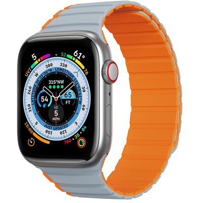 DUX DUCIS pótszíj (egyedi méret, szilikon, 3D minta, mágneses zár) SZÜRKE / NARANCSSÁRGA [Apple Watch Series 4 44mm, Apple Watch Series 3 42mm, Apple Watch Ultra 49mm, Apple Watch Series 7 45mm]