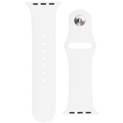 Pótszíj (egyedi méret, szilikon, állítható, fém kapocs) FEHÉR [Apple Watch Series 6 44mm, Apple Watch Series 4 44mm, Apple Watch Series 3 42mm, Apple Watch Series 8 45mm, Apple Watch Series 5 44mm]