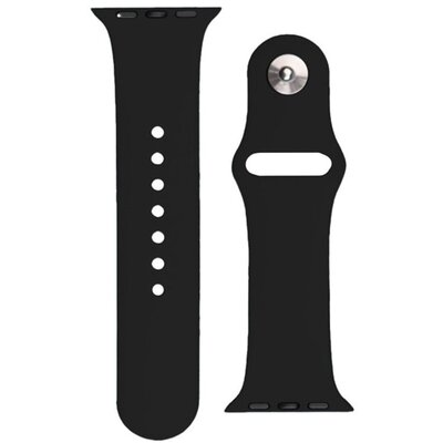 Pótszíj (egyedi méret, szilikon, állítható, fém kapocs) FEKETE [Apple Watch Series 6 44mm, Apple Watch Series 4 44mm, Apple Watch Series 3 42mm, Apple Watch Series 8 45mm, Apple Watch Series 5 44mm]
