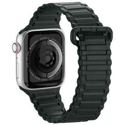 DUX DUCIS pótszíj (egyedi méret, szilikon, mágneses zár) SÖTÉTZÖLD [Apple Watch Series 8 41mm, Apple Watch Series 6 40mm, Apple Watch Series 1 38mm, Apple Watch Series 7 41mm, Apple Watch Series SE 2 40mm]