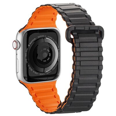 DUX DUCIS pótszíj (egyedi méret, szilikon, mágneses zár) NARANCSSÁRGA [Apple Watch Series 4 44mm, Apple Watch Series 3 42mm, Apple Watch Series 8 45mm, Apple Watch Series 5 44mm, Apple Watch Series SE 44mm]