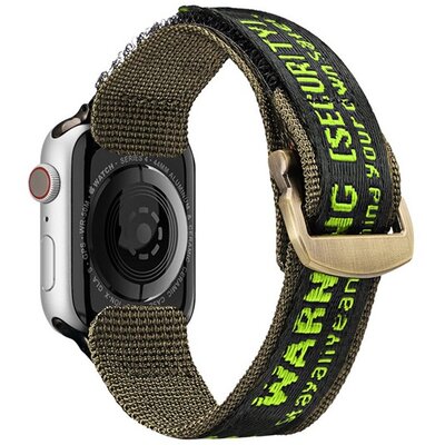 DUX DUCIS pótszíj (egyedi méret, nylon, tépőzáras, légáteresztő, állítható) ZÖLD [Apple Watch Ultra 49mm, Apple Watch Series 7 45mm, Apple Watch Series SE 2 44mm, Apple Watch Series 1 42mm]