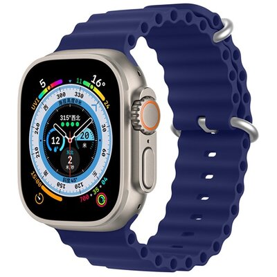 DUX DUCIS pótszíj (egyedi méret, szilikon, állítható, hullám minta) SÖTÉTKÉK [Apple Watch Series 1 38mm, Apple Watch Series 6 40mm, Apple Watch Series 8 41mm, Apple Watch Series 4 40mm]