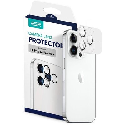 ESR kameravédő üveg 3db (lekerekített szél, extra ütésálló, extra karcálló, tokbarát, 9H, csak lencse) FEKETE [Apple iPhone 14 Pro, Apple iPhone 14 Pro Max]