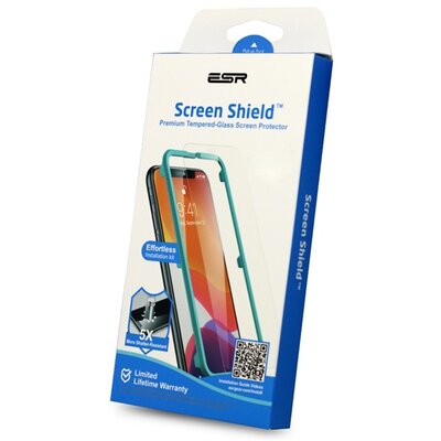 ESR SCREEN SHIELD képernyővédő üveg (2.5D, íves, karcálló, 0.3mm, 9H + felhelyezést segítő keret) ÁTLÁTSZÓ [Apple iPhone 14 Pro]