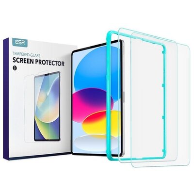 ESR képernyővédő üveg 2db (2.5D lekerekített szél, 0.3mm, 9H, ujjlenyomat mentes + felhelyezést segítő keret) ÁTLÁTSZÓ [Apple IPAD 10.9 (2022)]
