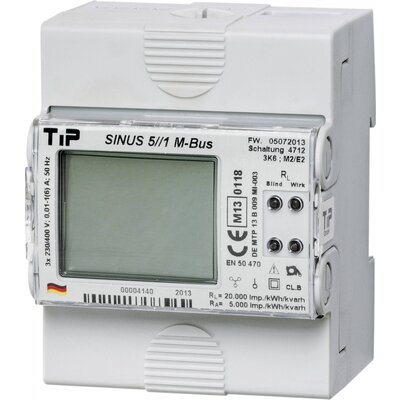 DIN sínre szerelhető 3 fázisú digitális fogyasztásmérő 5A, MID hiteles, TIP SINUS 5//1 S0