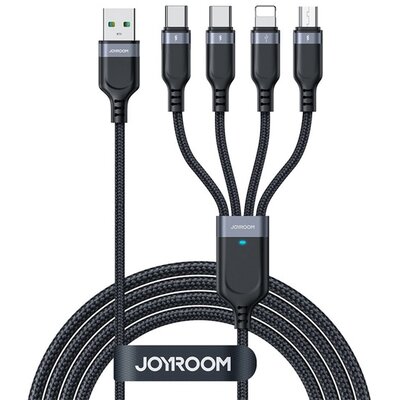 JOYROOM S-1T4018A18 C JOYROOM adatkábel 4in1 (USB - 2 Type-C / lightning 8pin / microUSB, 3.5A, gyorstöltés támogatás, 120cm) FEKETE