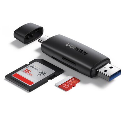 UGREEN CM304 UGREEN adapter (USB - Type-C, TF/SD kártyaolvasó, OTG, adatátvitel és töltés) FEKETE