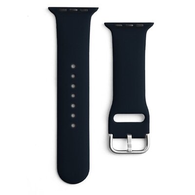 Pótszíj (egyedi méret, szilikon, állítható, fém csat) FEKETE [Apple Watch Series 9 45mm]