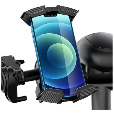 AWEI X47 AWEI X47 kerékpáros telefontartó (kormányra rögzíthető, 360°-ban forgatható, karbon minta, 4.7 - 6.7" méret) FEKETE