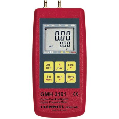 Nyomásmérő Greisinger GMH 3161-01 Légnyomás, Nem agresszív gázok, Korrozív gázok -0.001 - 0.025 bar Kalibrált ISO