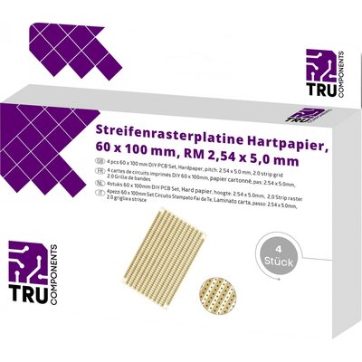TRU COMPONENTS T1906SA041 Euro panel Keménypapír (H x Sz) 100 mm x 60 mm 35 µm Raszterméret 5 mm Tartalom 4 db