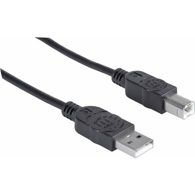 Manhattan USB kábel USB 2.0 USB-A dugó, USB-B dugó 5.00 m Fekete 337779