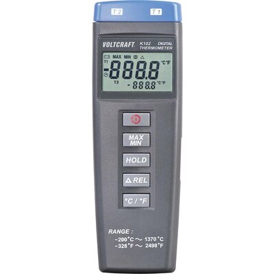 VOLTCRAFT K102 Hőmérséklet mérőműszer Kalibrált (ISO) -200 - +1370 °C Érzékelő típus K