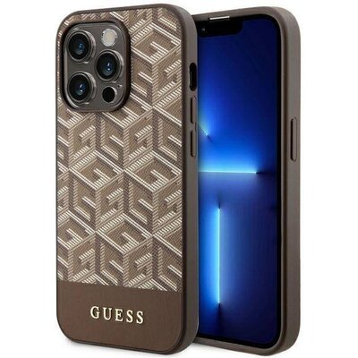 Eredeti tok GUESS GUHMP14LHGCFSEW for iPhone 14 PRO (Magsafe GCUBE Stripes / brown)