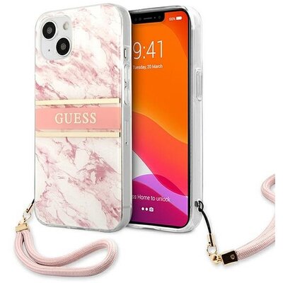 Eredeti tok GUESS GUHCP13SKMABPI for iPhone 13 MINI (Marble Strap Collection / pink)