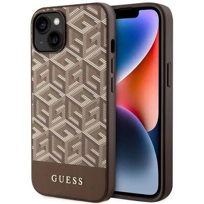 Eredeti tok GUESS GUHMP14MHGCFSEW for iPhone 14 PLUS (Magsafe GCUBE Stripes / brown)
