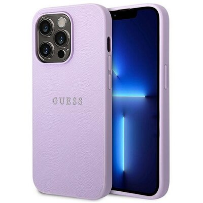 Eredeti tok GUESS GUHCP14LPSASBPU for iPhone 14 PRO (Saffiano With Metal Logo / purple)